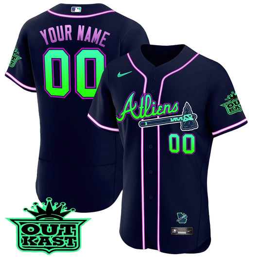 Atlanta Braves Atliens Flex Base Custom Jersey - Galaxy Version - Stitched by Atlanta Braves