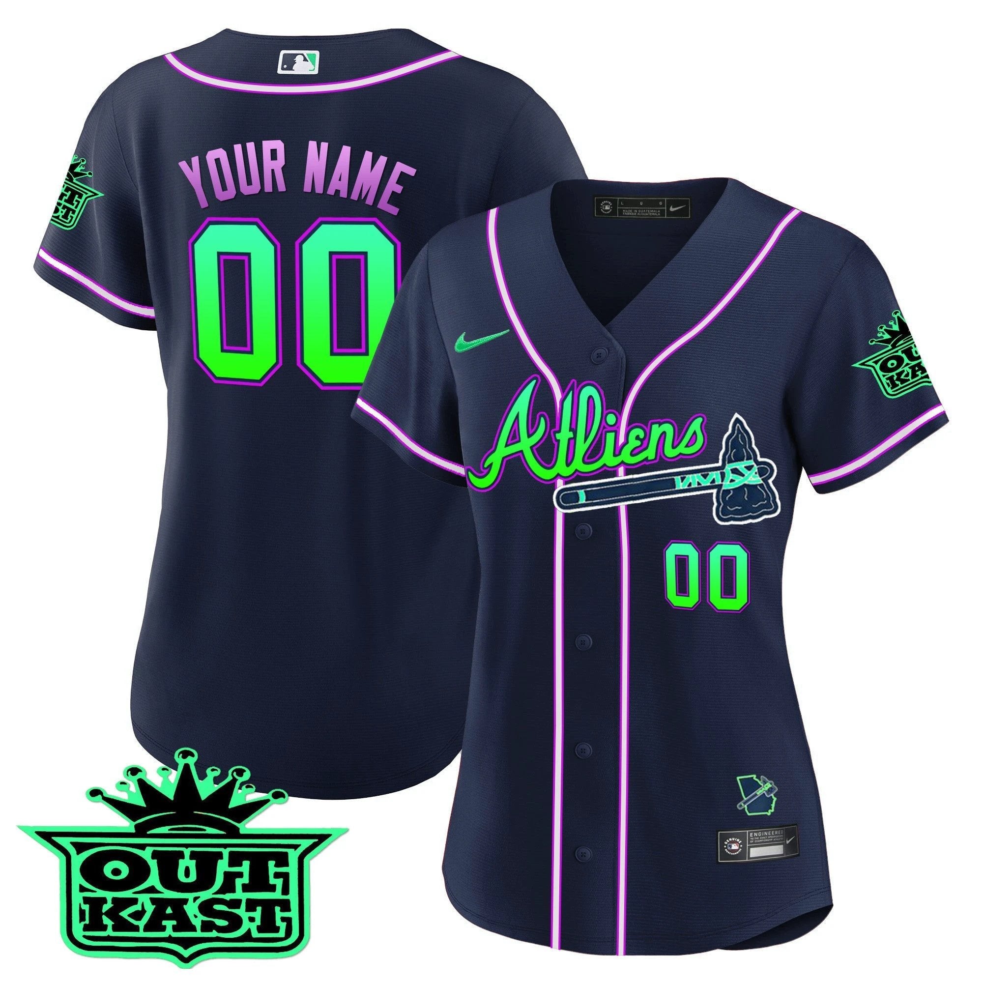 Atlanta Braves Atliens Flex Base Custom Jersey - Galaxy Version - Stitched by Atlanta Braves