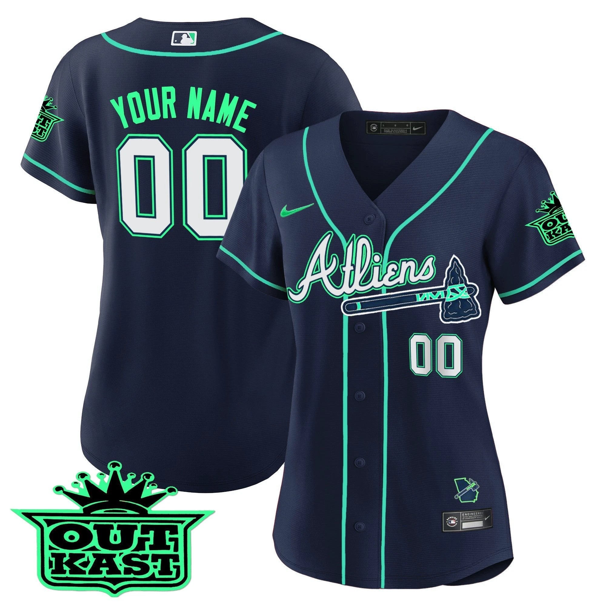 Atlanta Braves Atliens Flex Base Custom Jersey - Galaxy Version - Stitched by Atlanta Braves