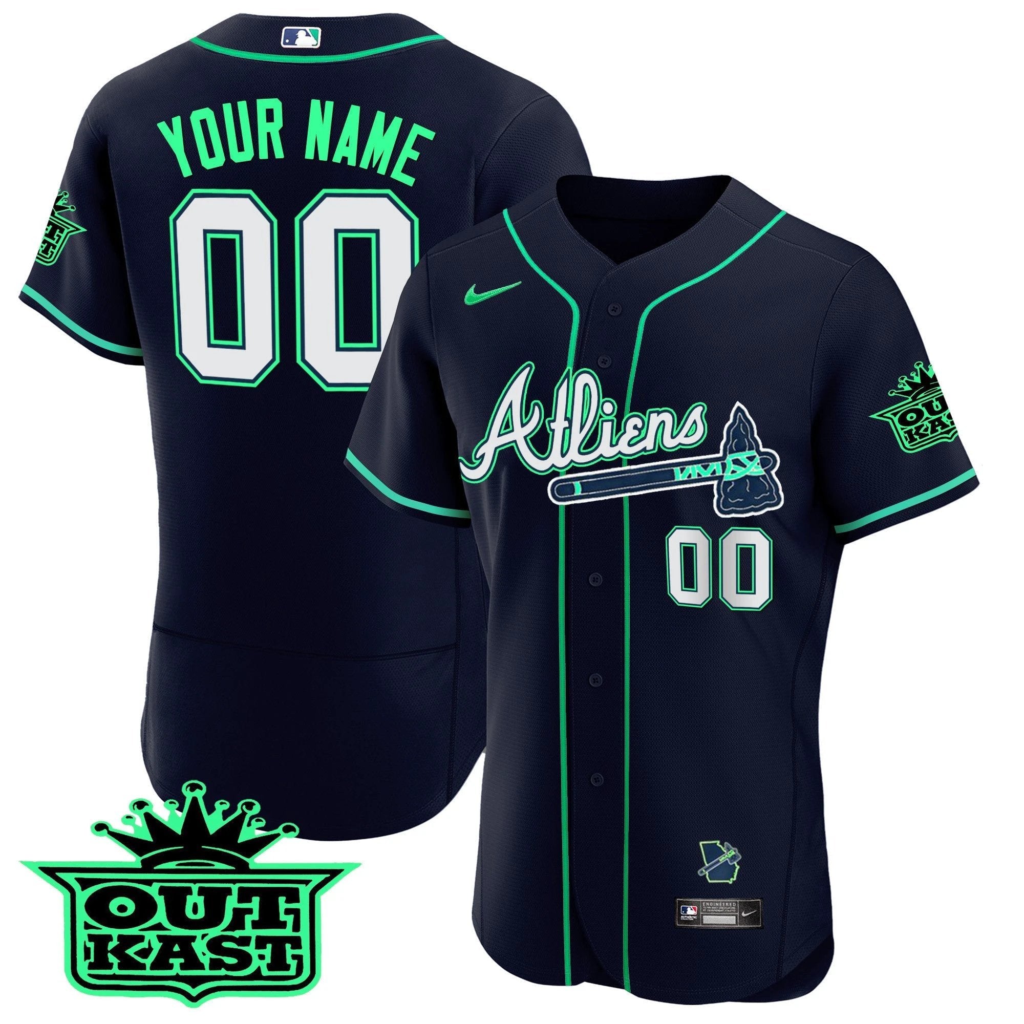 Atlanta Braves Atliens Flex Base Custom Jersey - Galaxy Version - Stitched by Atlanta Braves