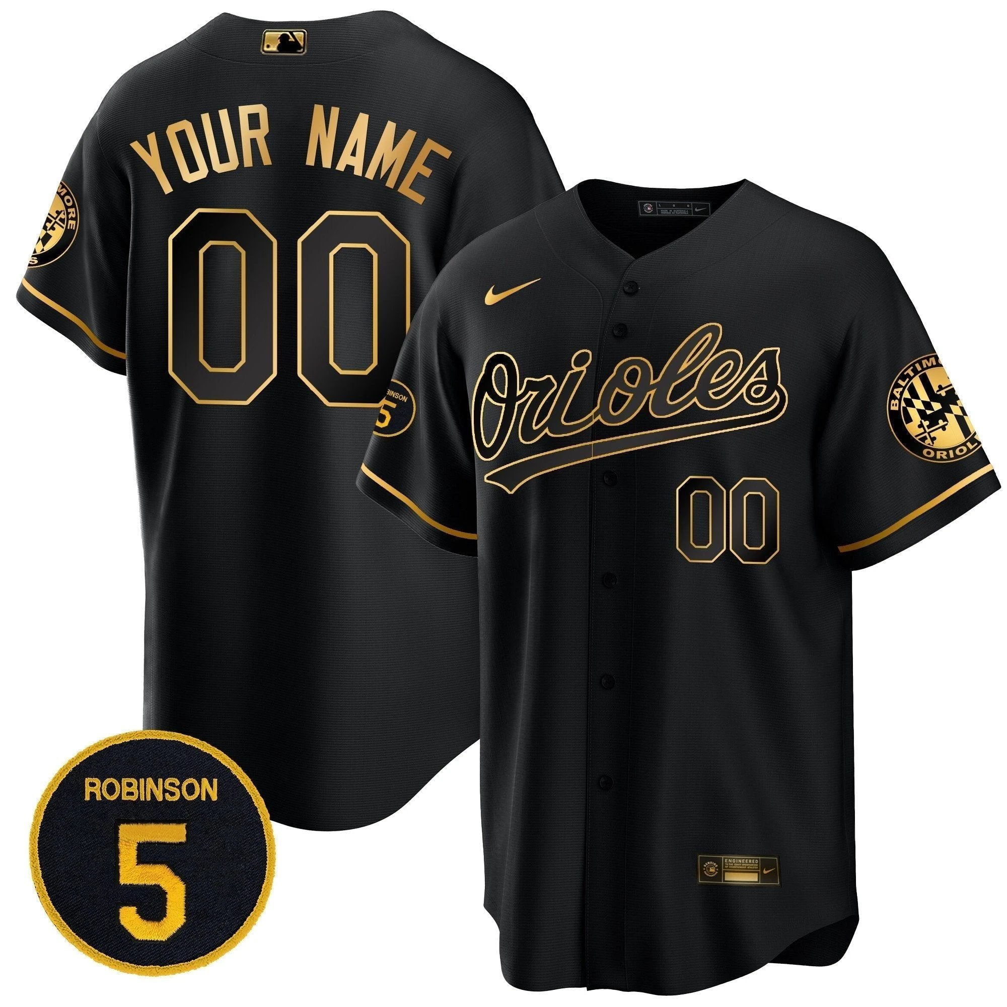 Baltimore Orioles Robinson Patch Cool Base Custom Jersey – All Stitched by Baltimore Orioles
