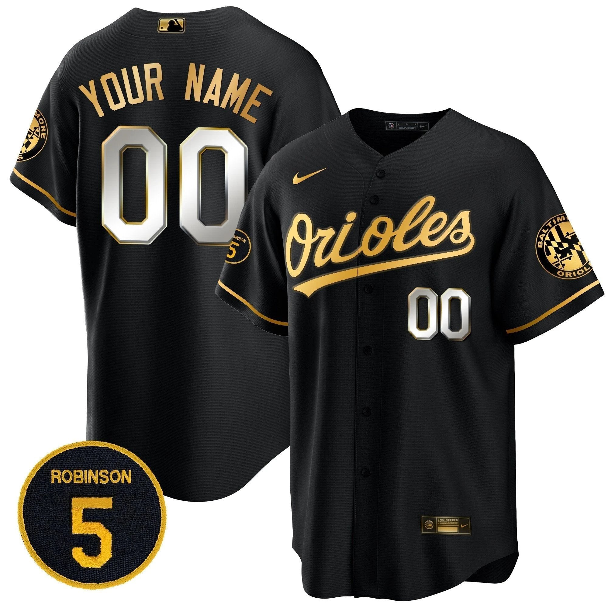 Baltimore Orioles Robinson Patch Cool Base Custom Jersey – All Stitched by Baltimore Orioles