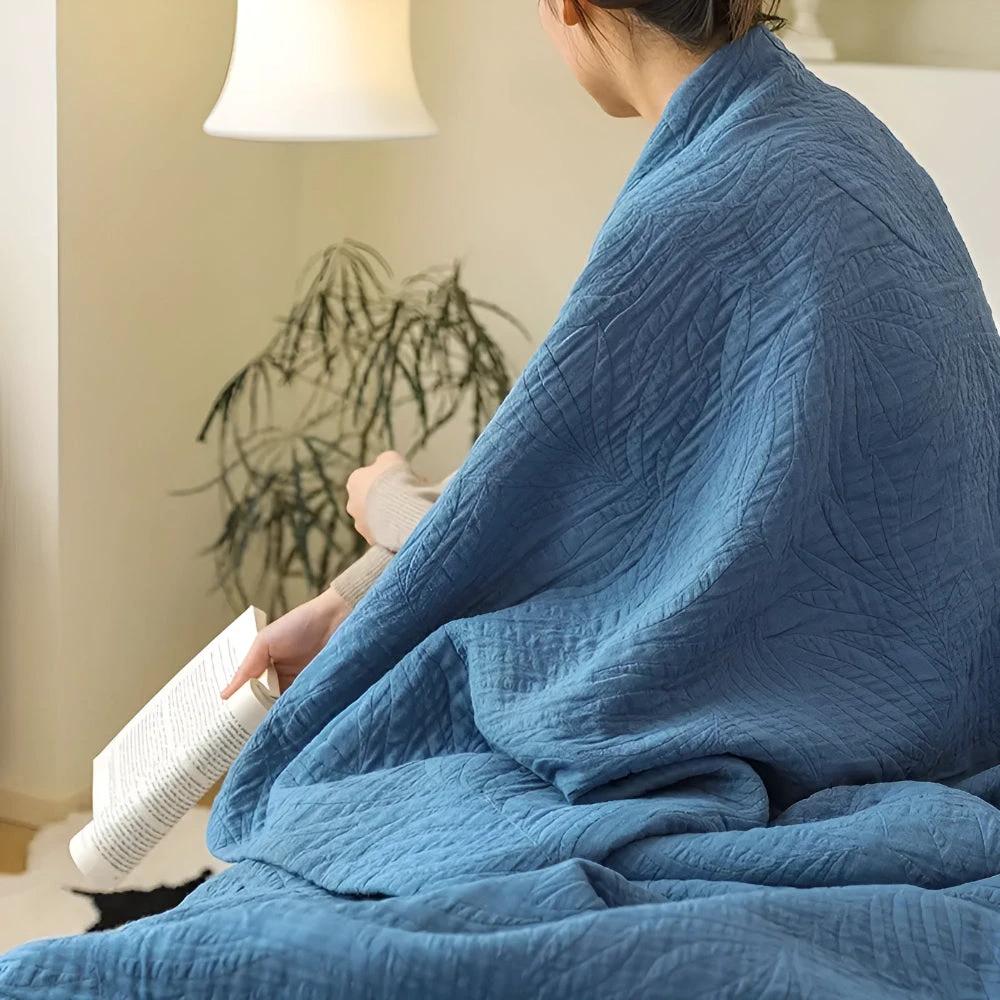 Soft Leaf Cotton Blanket by Casa & Beyond