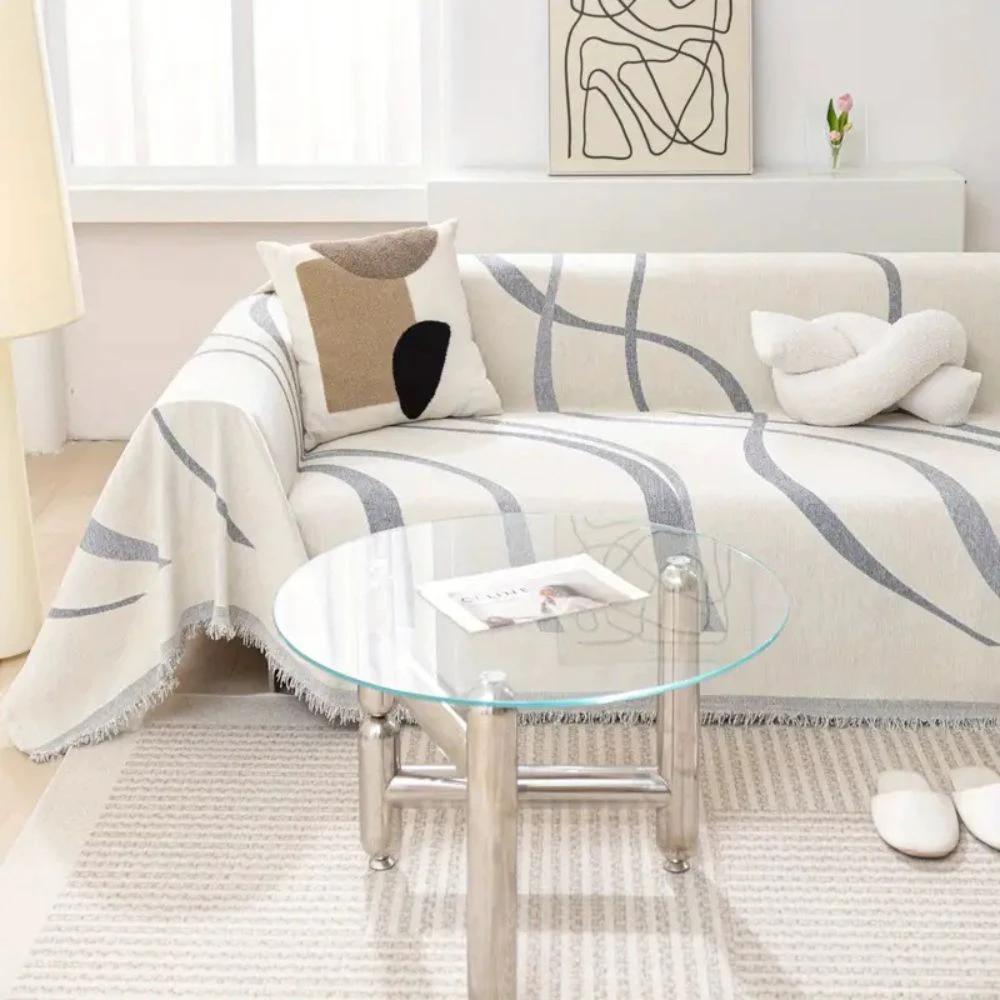 Wave Lines Chenille Sofa Covers by Casa & Beyond