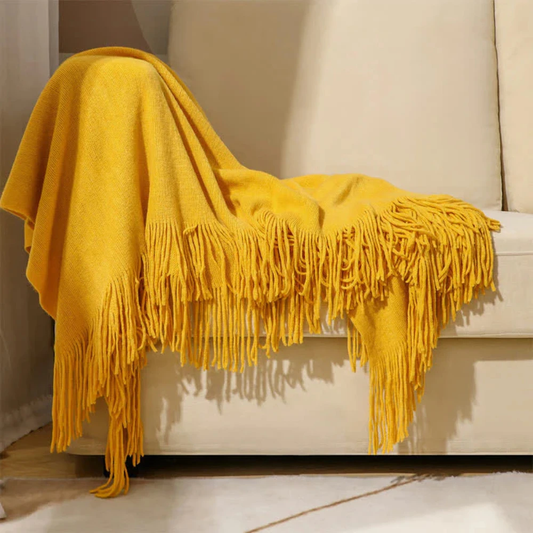 Chunky Knit Tassel Blanket by Casa & Beyond