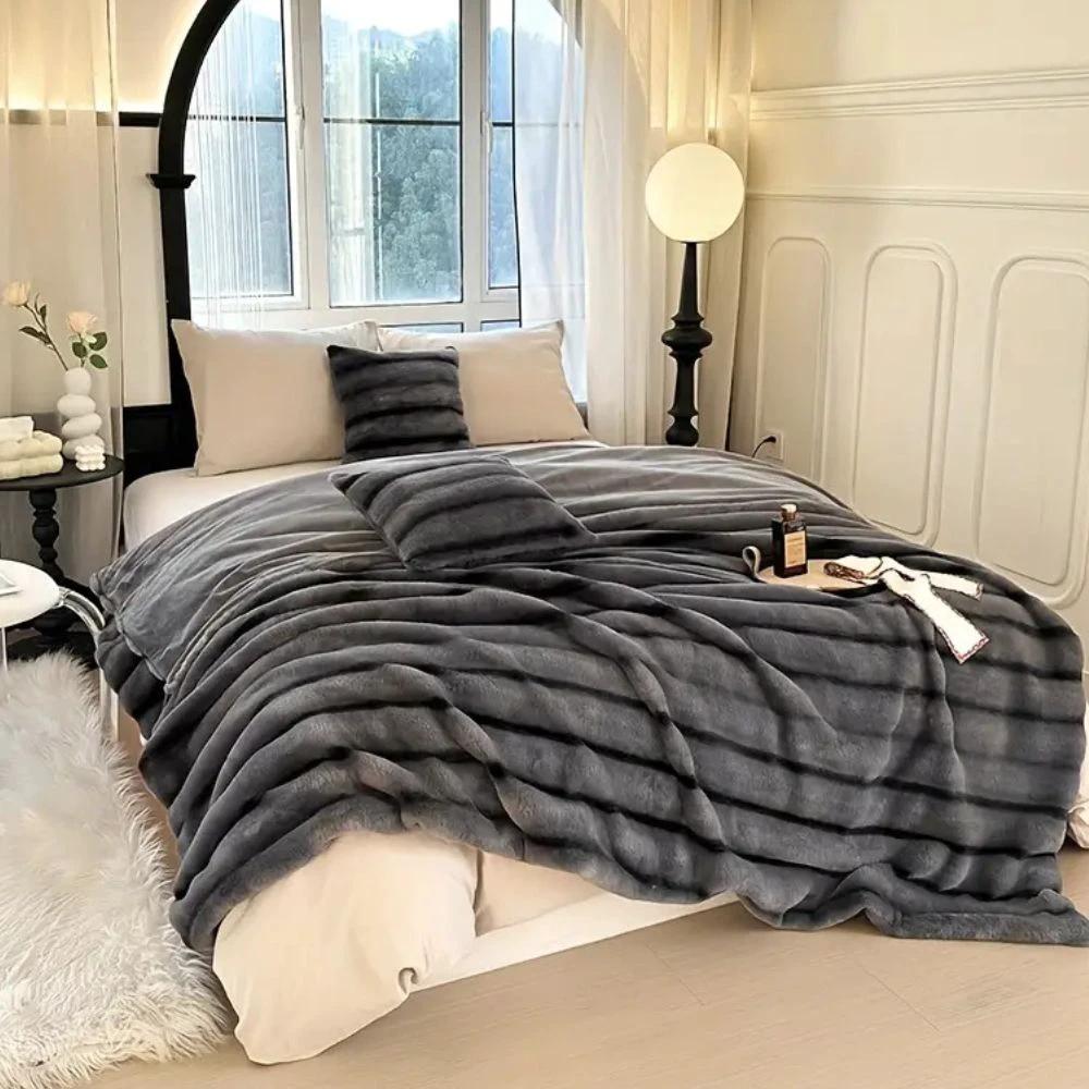 Ruched Faux Rabbit Fur Blanket by Casa & Beyond