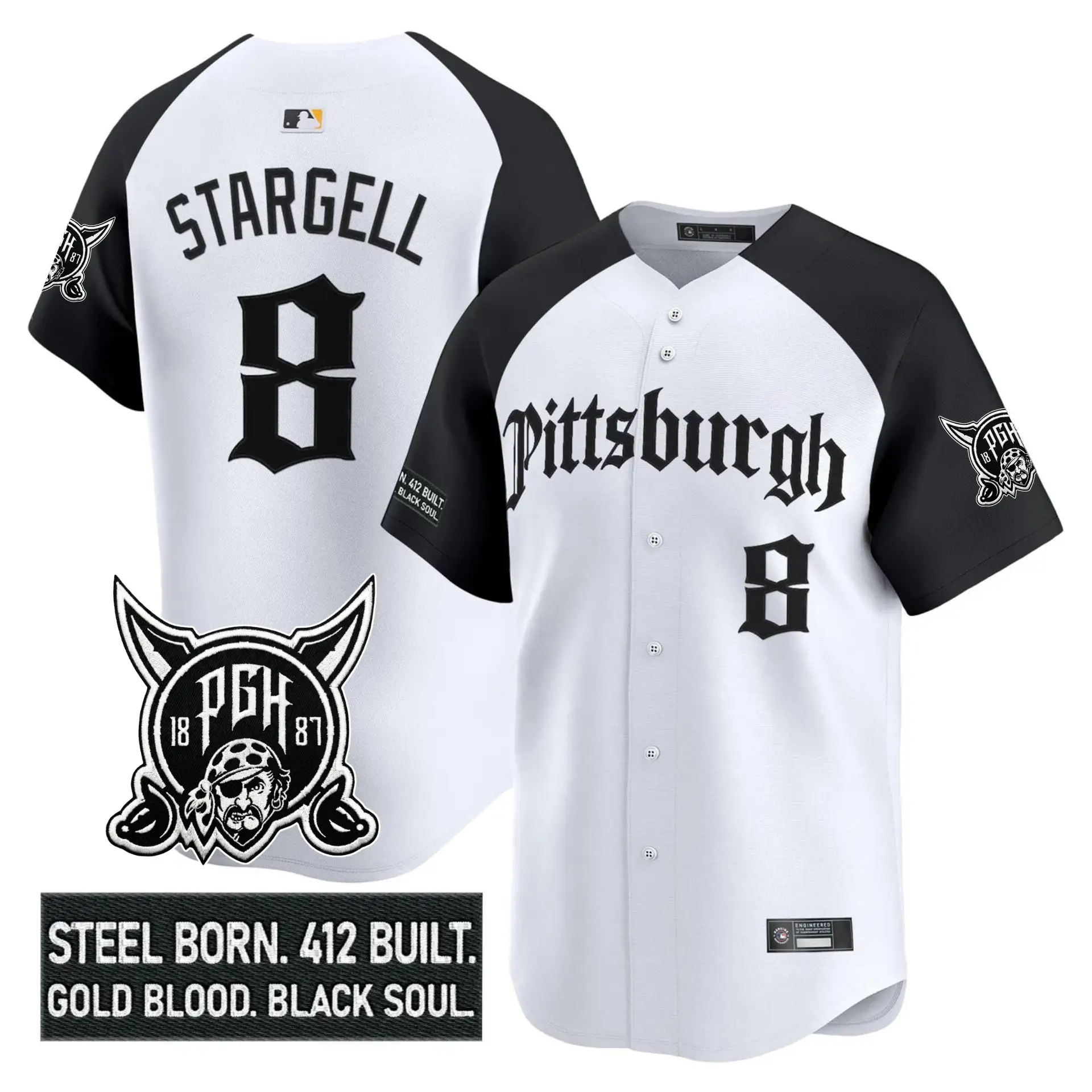 PIT 'Gothic Steel City Edition' Vapor Premier Limited Jersey - All Stitched by Pittsburgh Pirates
