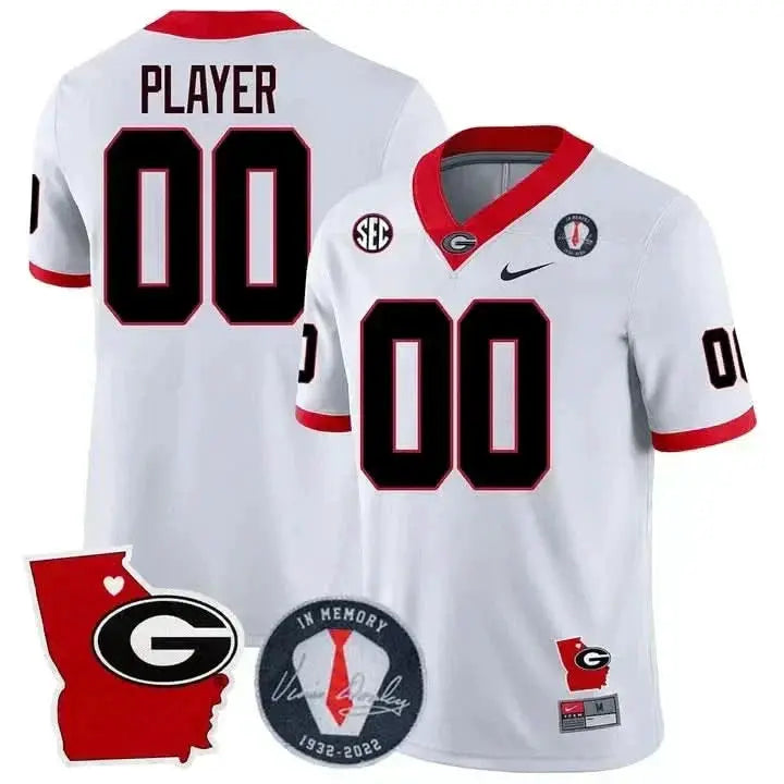 GB 2023 Vince Dooley Patch & Georgia State Map Custom Jersey by Georgia Bulldogs