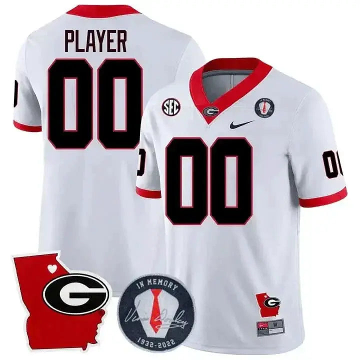 GB 2024 Vince Dooley Patch & Georgia State Map Custom Jersey by Georgia Bulldogs