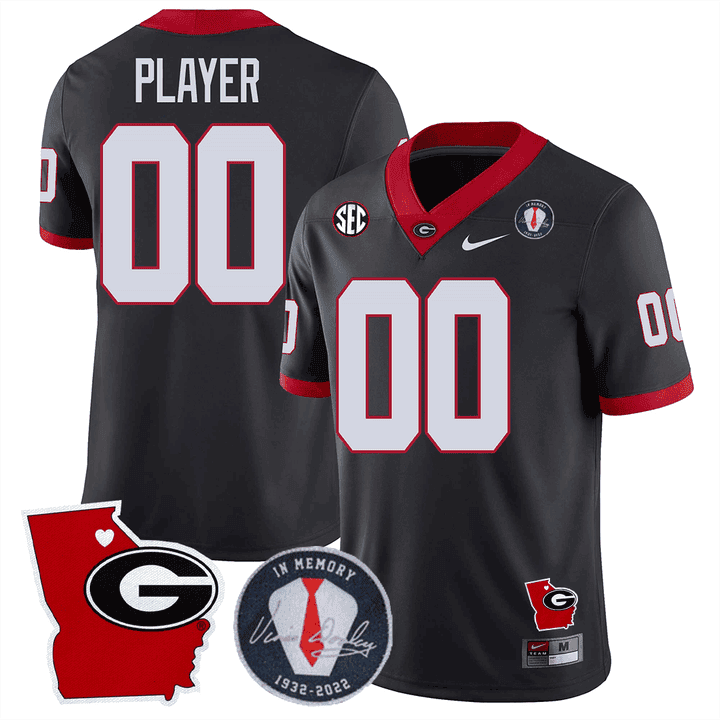 GB 2023 Vince Dooley Patch & Georgia State Map Custom Jersey by Georgia Bulldogs