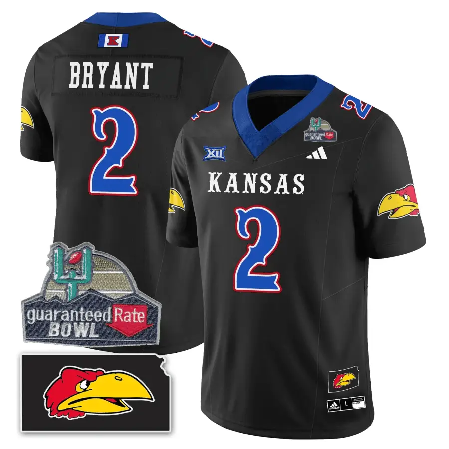 KJ Blackhawk Guaranteed Rate Bowl Patch Vapor Limited Jersey - Stitched by Kansas Jayhawks