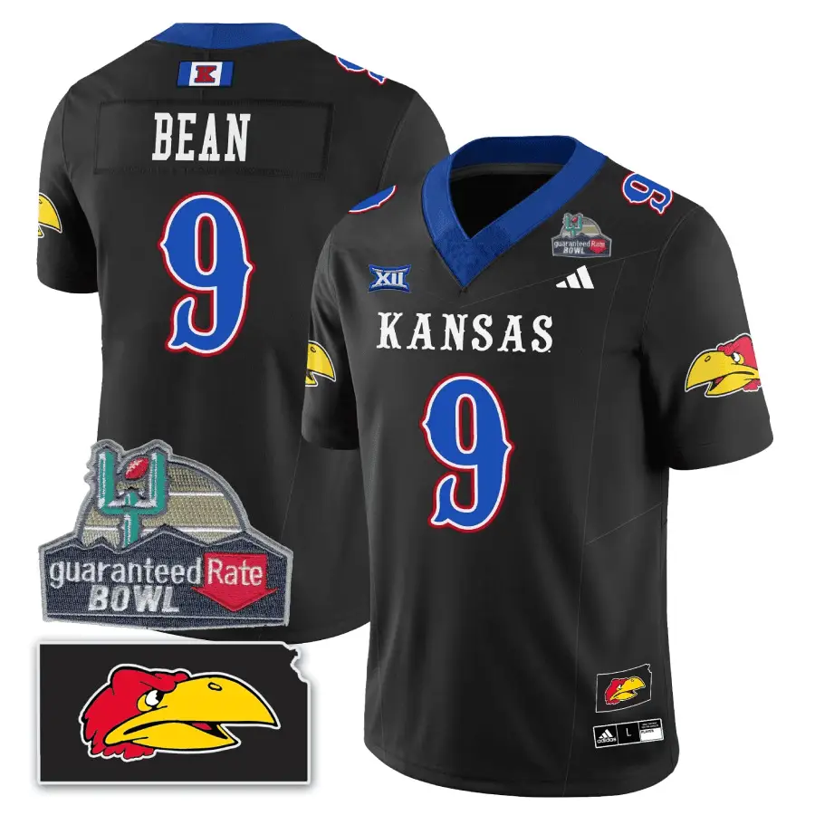 KJ Blackhawk Guaranteed Rate Bowl Patch Vapor Limited Jersey - Stitched by Kansas Jayhawks