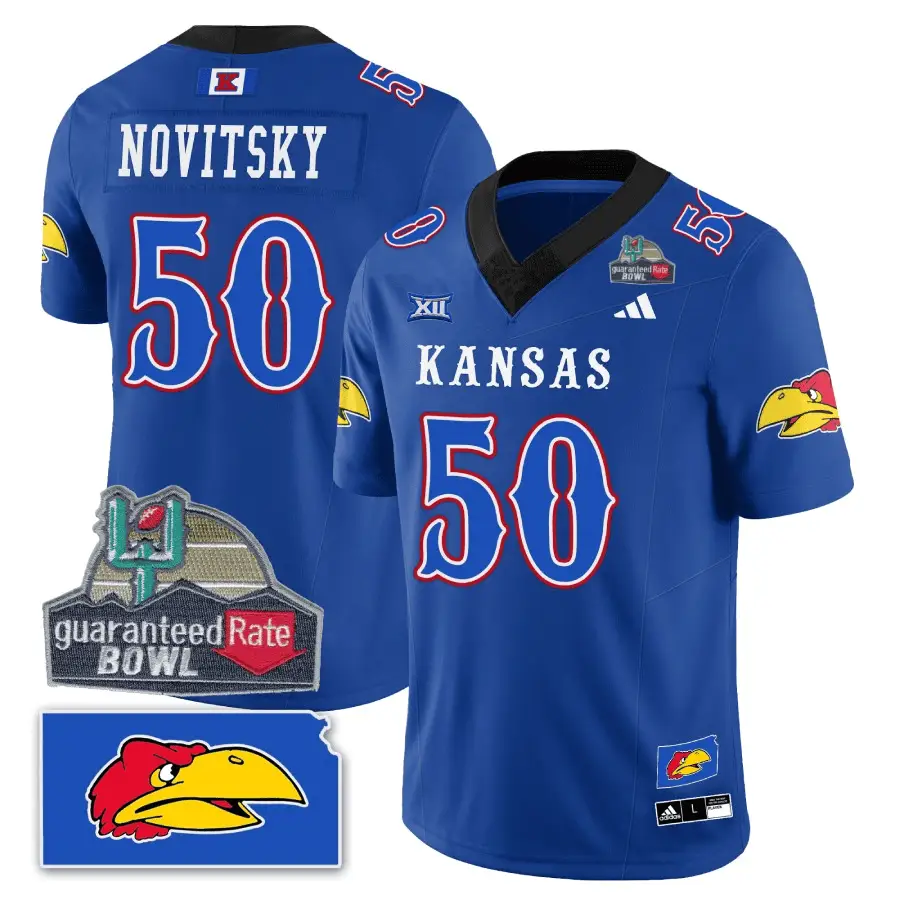 KJ Blackhawk Guaranteed Rate Bowl Patch Vapor Limited Jersey - Stitched by Kansas Jayhawks