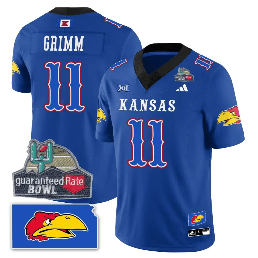 KJ Blackhawk Guaranteed Rate Bowl Patch Vapor Limited Jersey - Stitched by Kansas Jayhawks