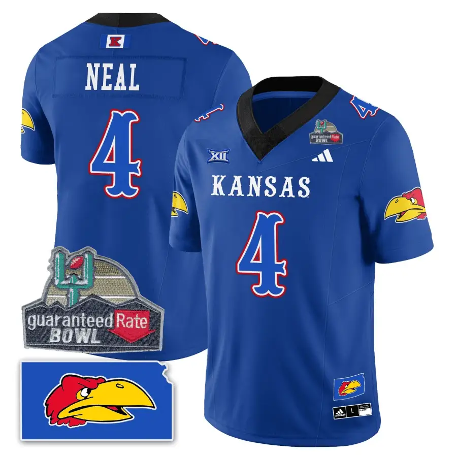 KJ Blackhawk Guaranteed Rate Bowl Patch Vapor Limited Jersey - Stitched by Kansas Jayhawks
