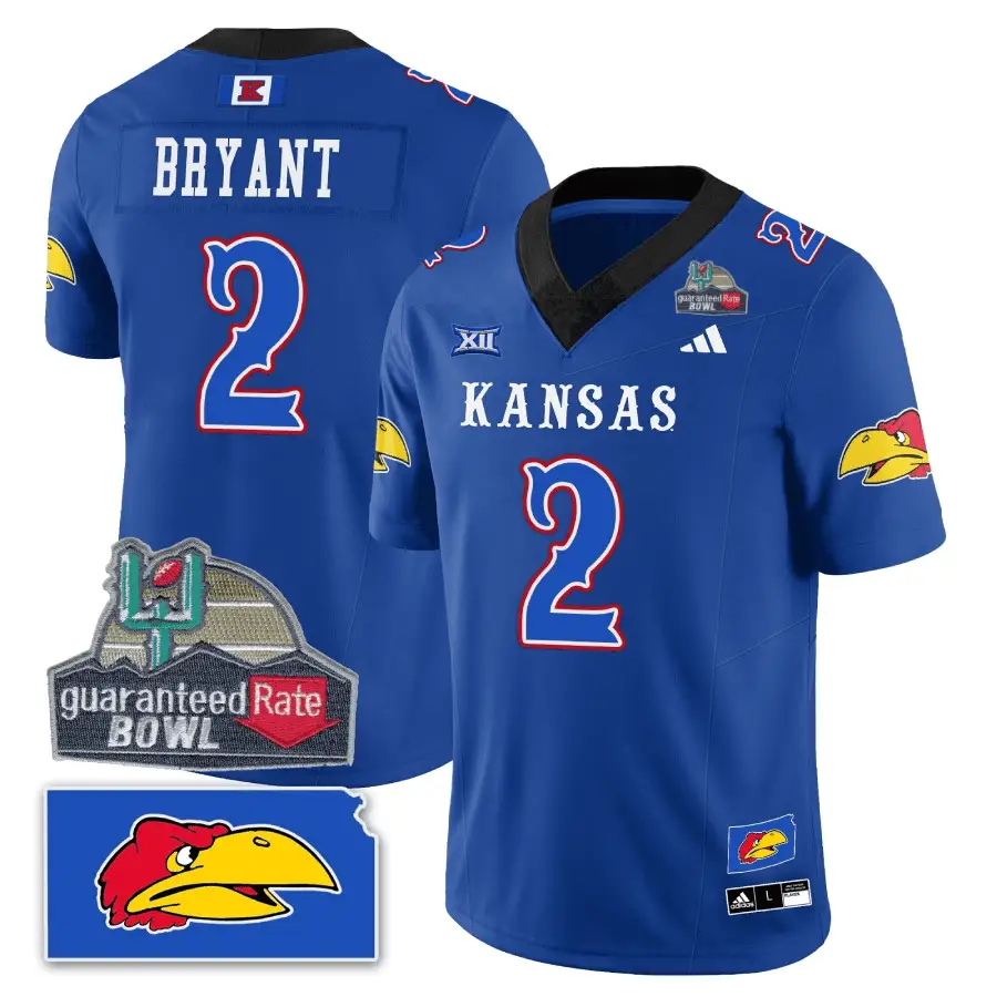 KJ Blackhawk Guaranteed Rate Bowl Patch Vapor Limited Jersey - Stitched by Kansas Jayhawks