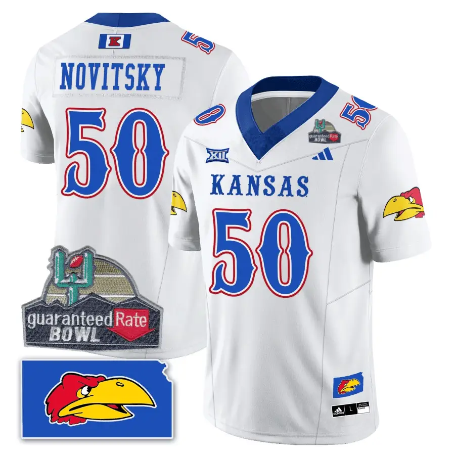 KJ Blackhawk Guaranteed Rate Bowl Patch Vapor Limited Jersey - Stitched by Kansas Jayhawks