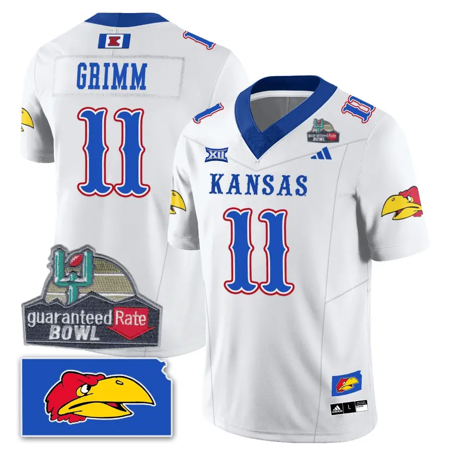 KJ Blackhawk Guaranteed Rate Bowl Patch Vapor Limited Jersey - Stitched by Kansas Jayhawks