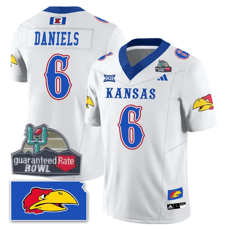 KJ Blackhawk Guaranteed Rate Bowl Patch Vapor Limited Jersey - Stitched by Kansas Jayhawks