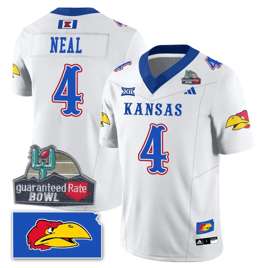 KJ Blackhawk Guaranteed Rate Bowl Patch Vapor Limited Jersey - Stitched by Kansas Jayhawks