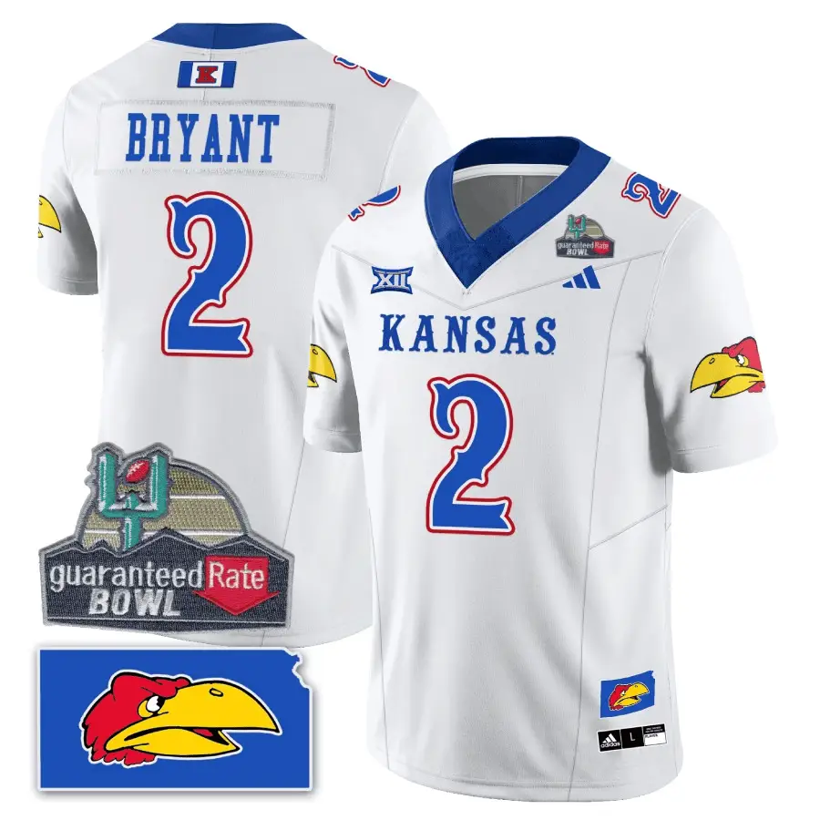 KJ Blackhawk Guaranteed Rate Bowl Patch Vapor Limited Jersey - Stitched by Kansas Jayhawks