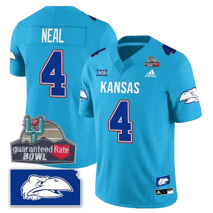 KJ Blackhawk Guaranteed Rate Bowl Patch Vapor Limited Jersey - Stitched by Kansas Jayhawks