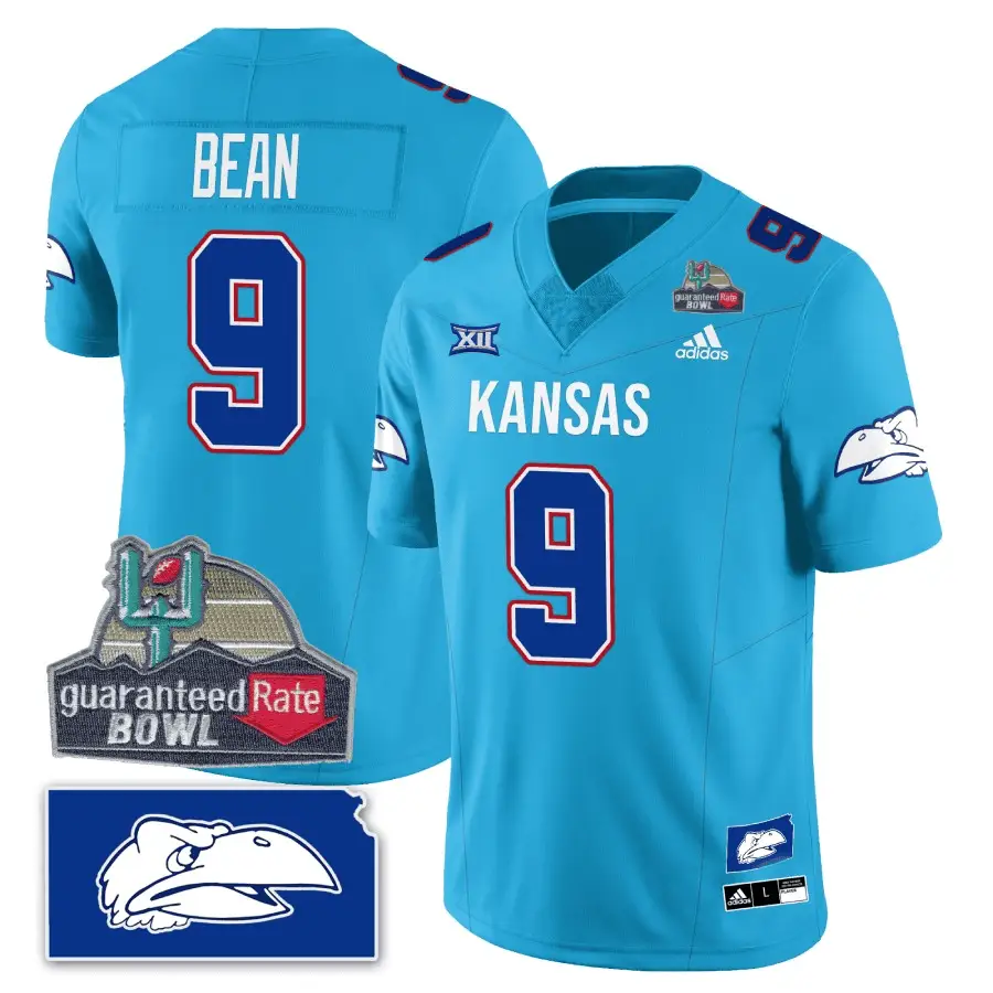KJ Blackhawk Guaranteed Rate Bowl Patch Vapor Limited Jersey - Stitched by Kansas Jayhawks