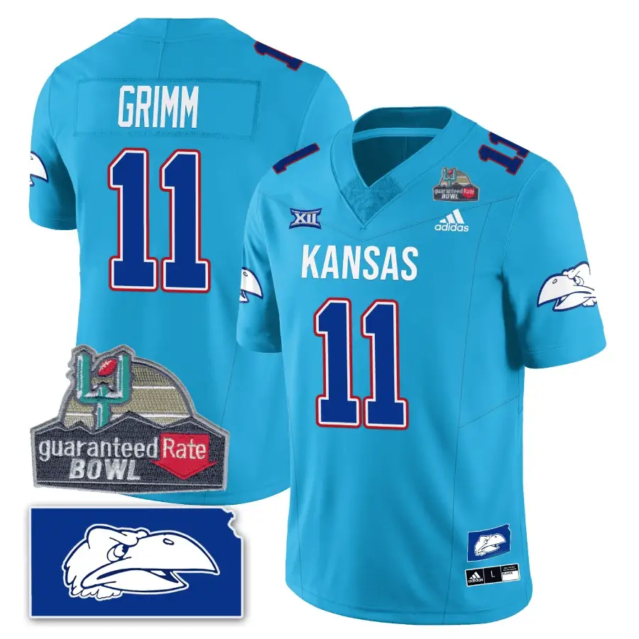 KJ Blackhawk Guaranteed Rate Bowl Patch Vapor Limited Jersey - Stitched by Kansas Jayhawks