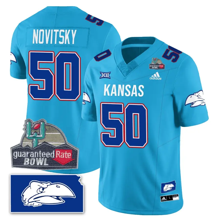 KJ Blackhawk Guaranteed Rate Bowl Patch Vapor Limited Jersey - Stitched by Kansas Jayhawks