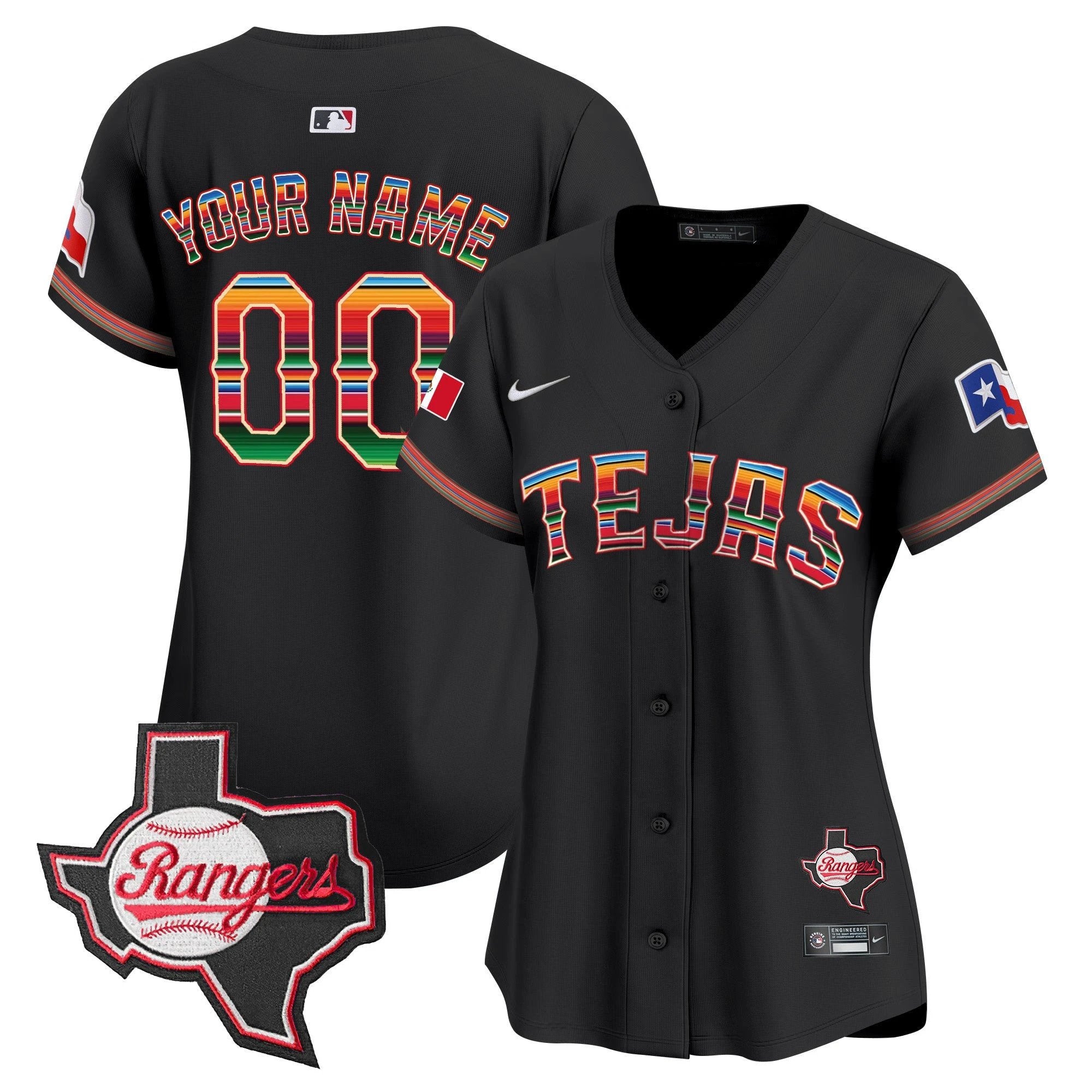 TEX Mexico Texas Patch Vapor Premier Limited Custom Jersey - All Stitched by Texas Rangers