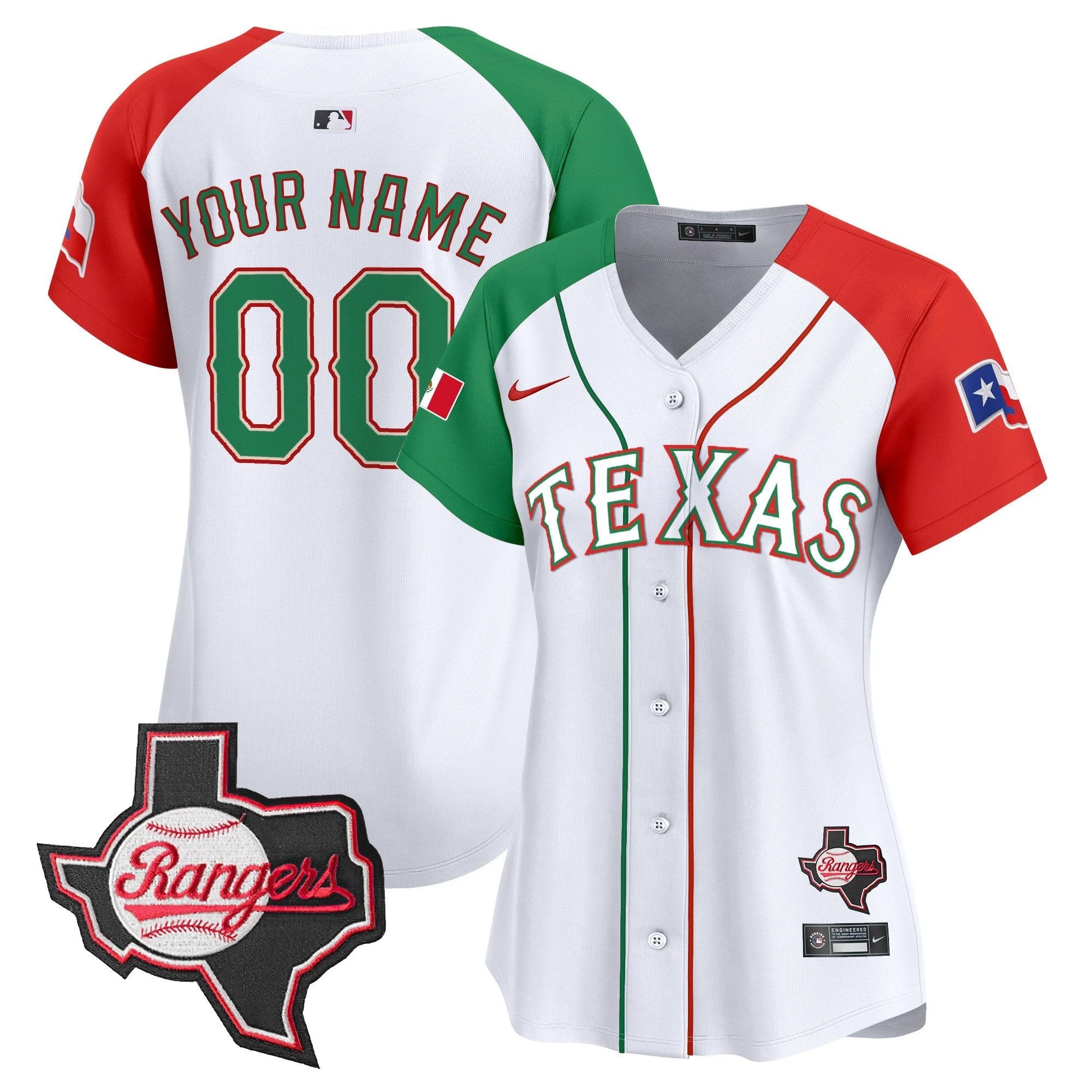 TEX Mexico Texas Patch Vapor Premier Limited Custom Jersey - All Stitched by Texas Rangers