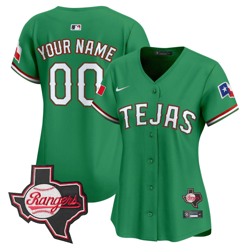 TEX Mexico Texas Patch Vapor Premier Limited Custom Jersey - All Stitched by Texas Rangers