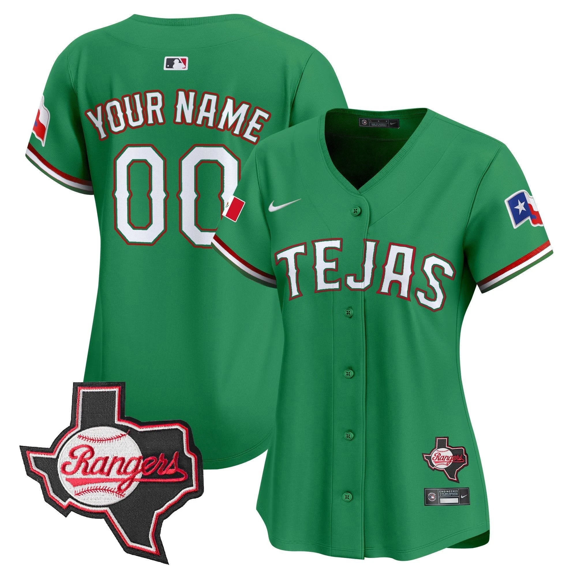 TEX Mexico Texas Patch Vapor Premier Limited Custom Jersey - All Stitched by Texas Rangers