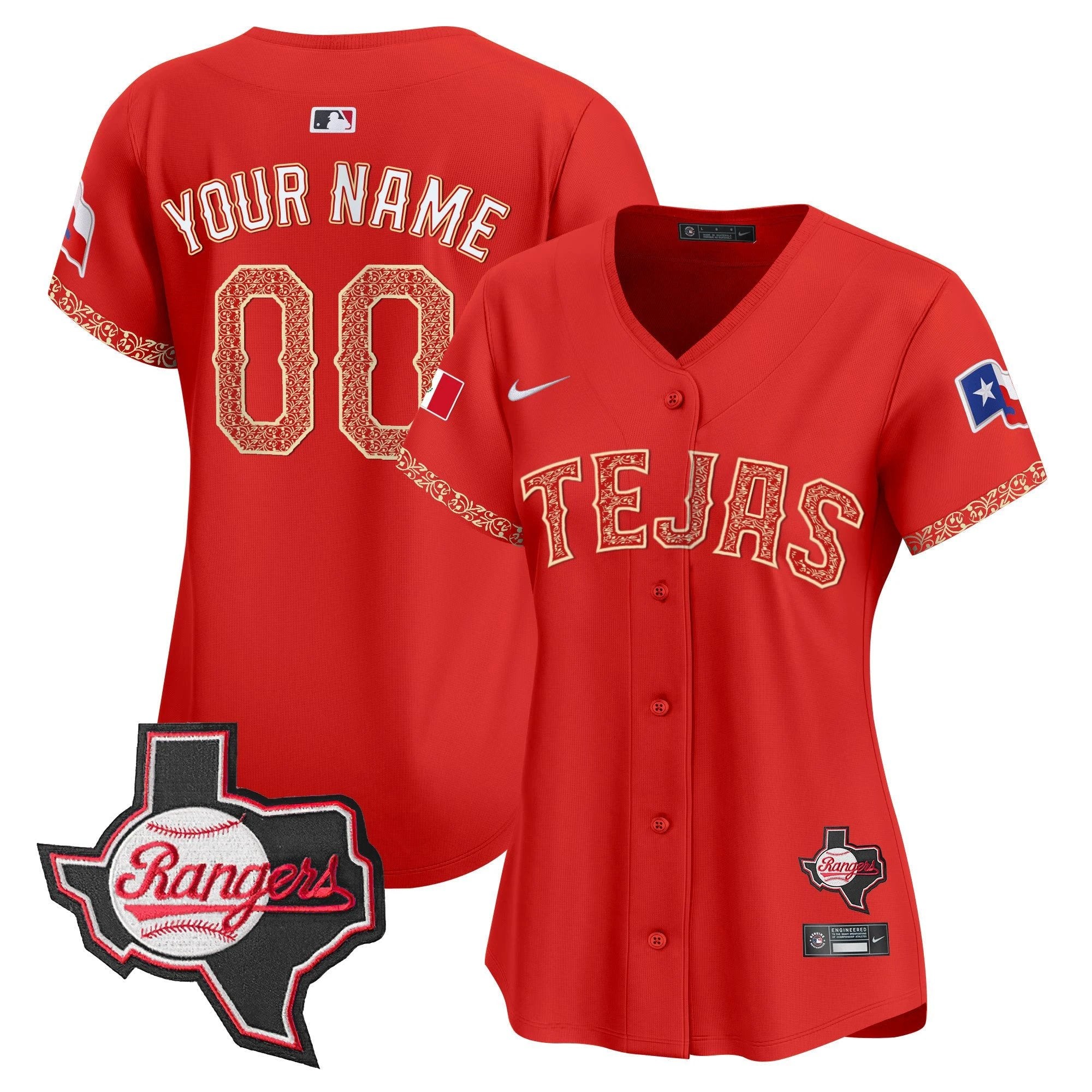 TEX Mexico Texas Patch Vapor Premier Limited Custom Jersey - All Stitched by Texas Rangers