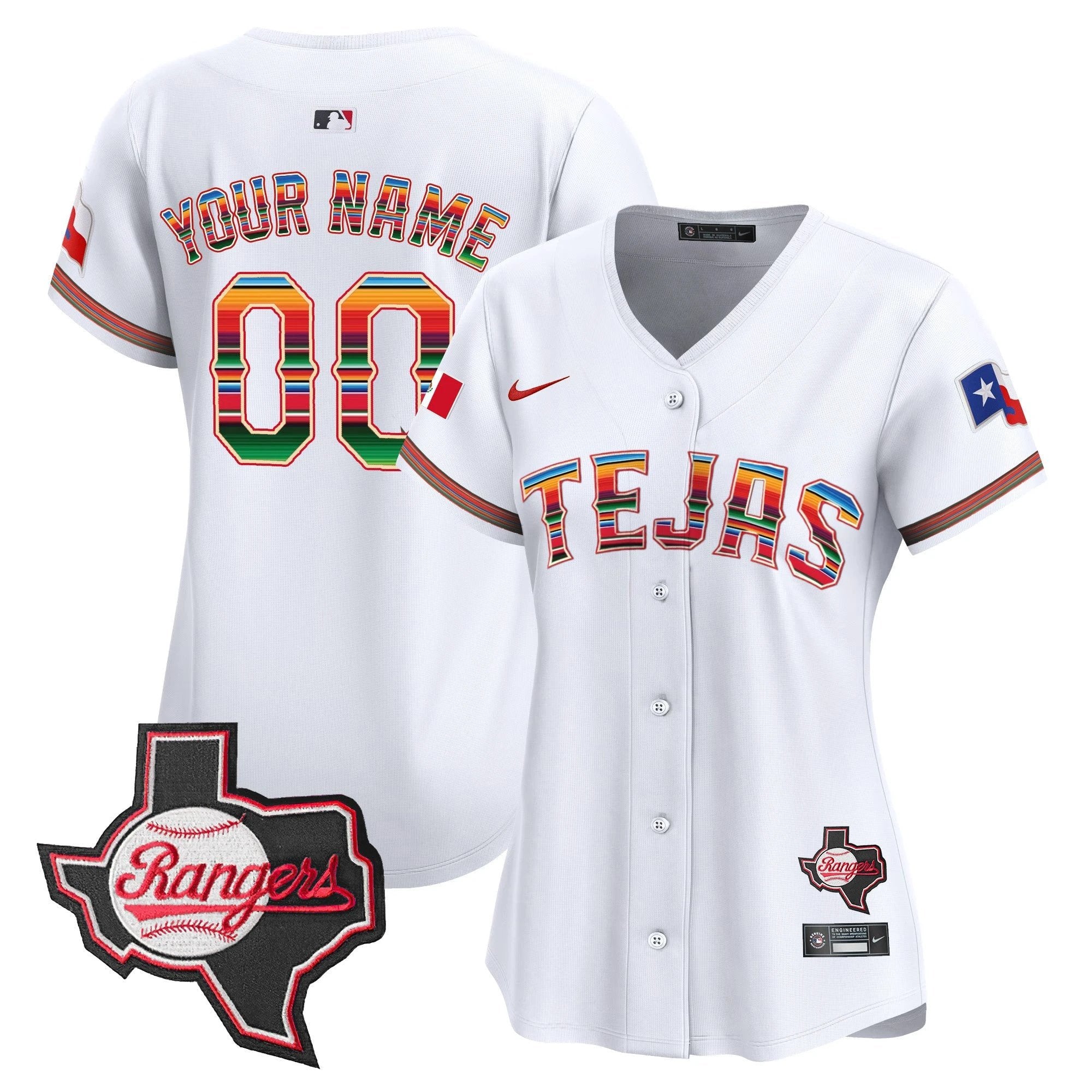 TEX Mexico Texas Patch Vapor Premier Limited Custom Jersey - All Stitched by Texas Rangers