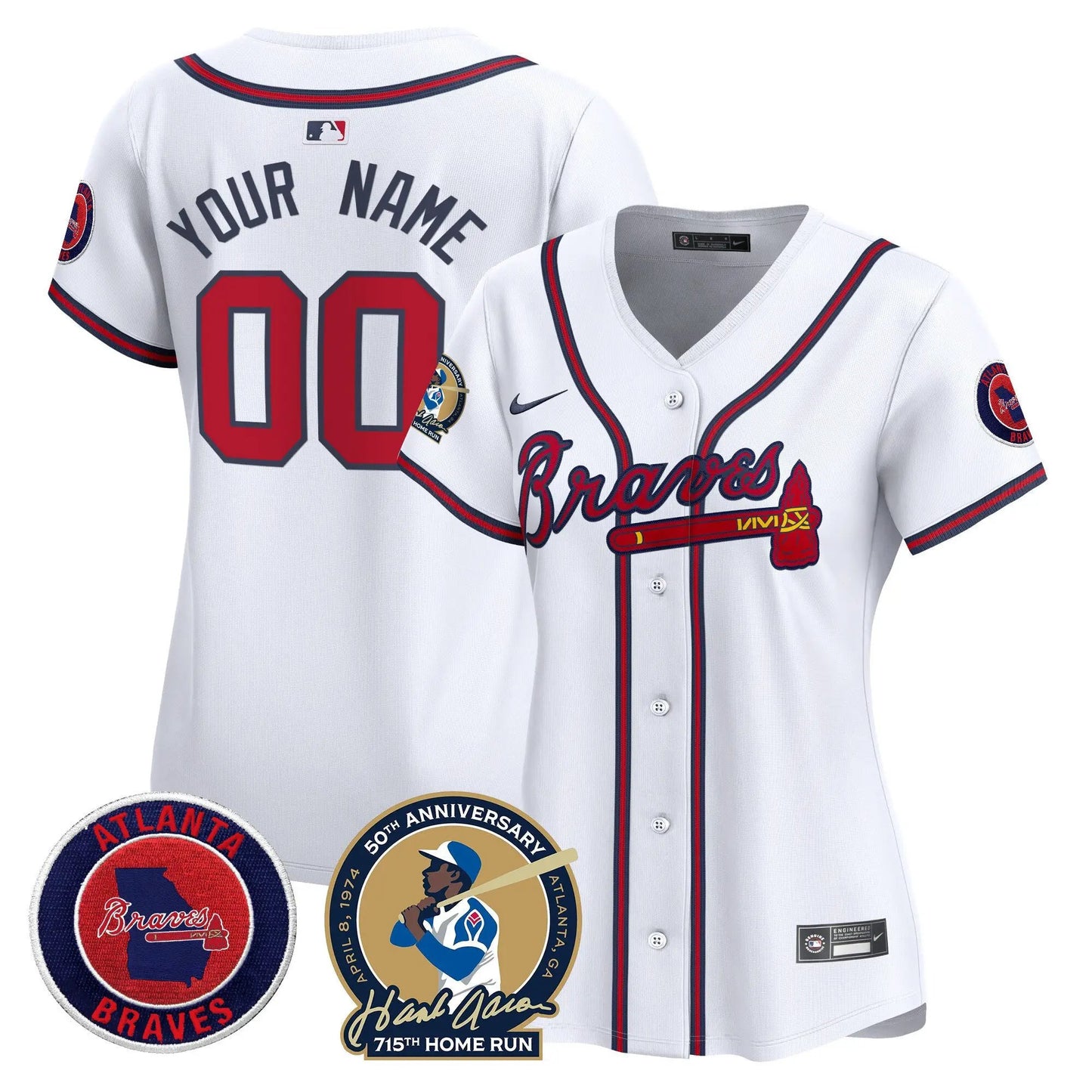 ATL Hank Aaron 715th Home Run Patch Vapor Premier Limited Custom Jersey - Stitched by Atlanta Braves