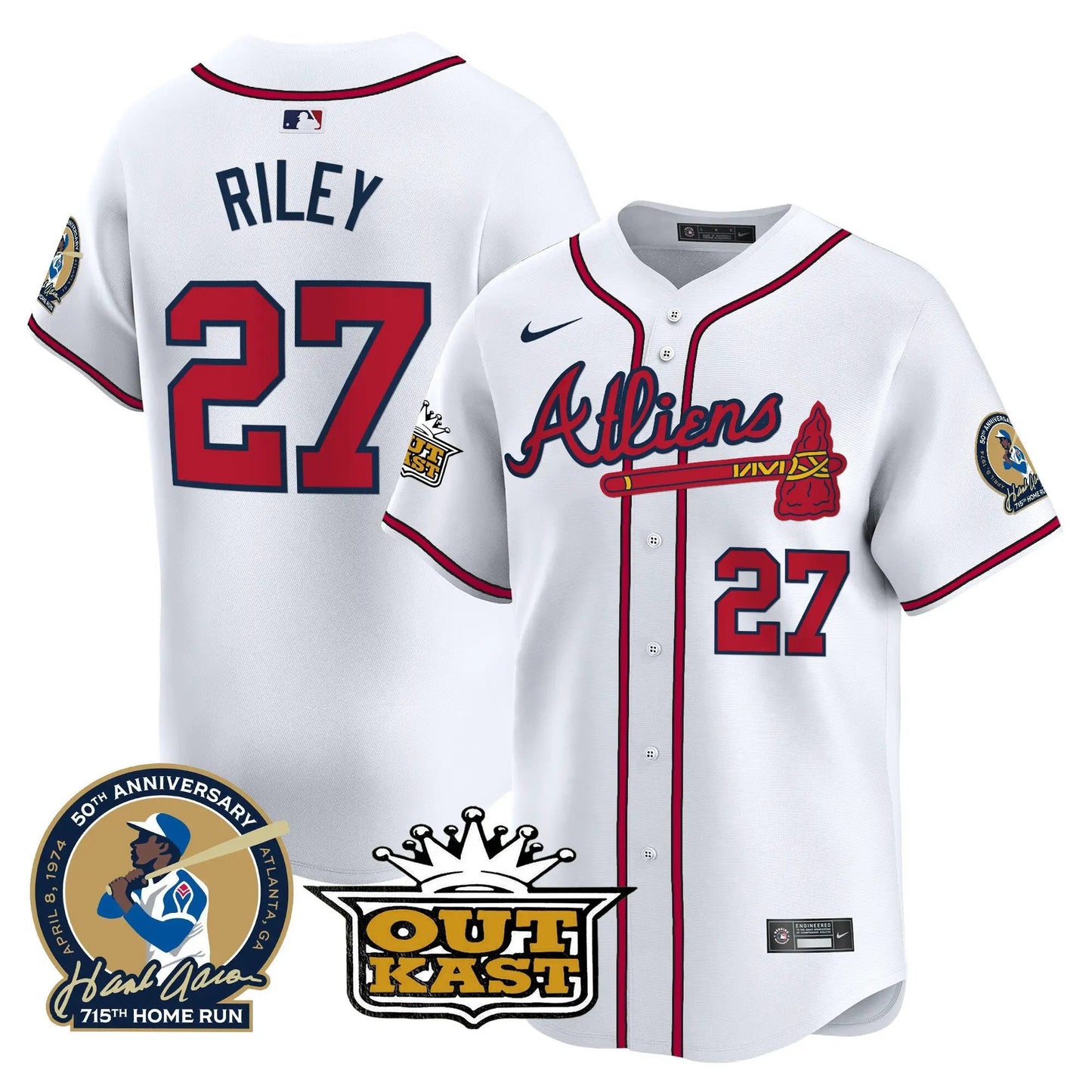 ATL Atliens & Hank Aaron Patch Vapor Premier Limited Jersey - Stitched by Atlanta Braves