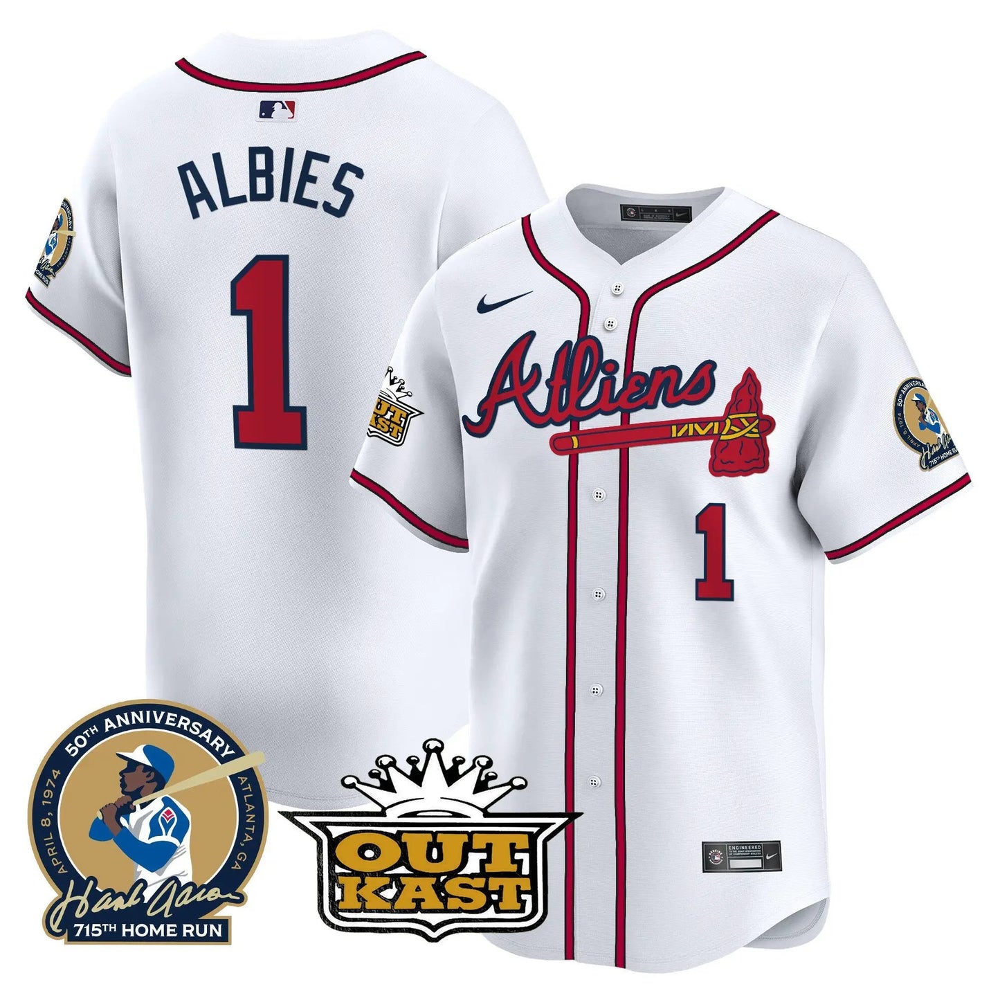 ATL Atliens & Hank Aaron Patch Vapor Premier Limited Jersey - Stitched by Atlanta Braves