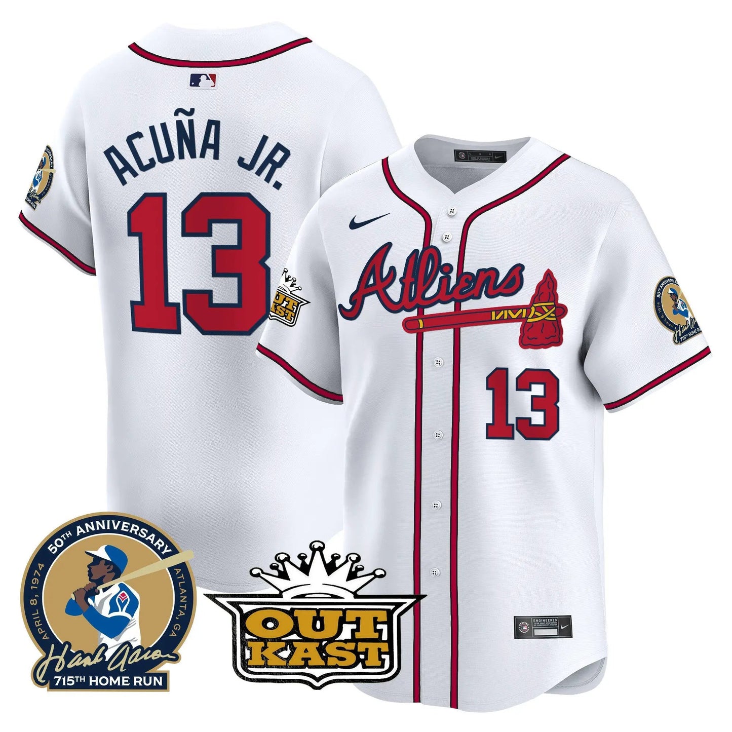 ATL Atliens & Hank Aaron Patch Vapor Premier Limited Jersey - Stitched by Atlanta Braves