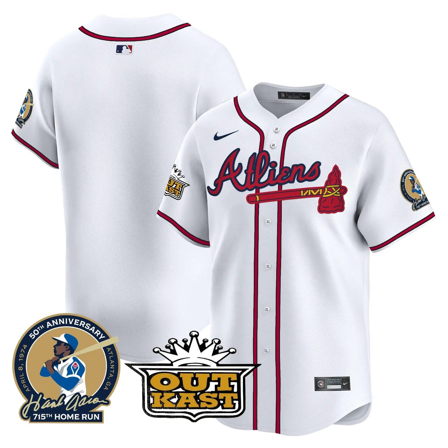 ATL Atliens & Hank Aaron Patch Vapor Premier Limited Jersey - Stitched by Atlanta Braves