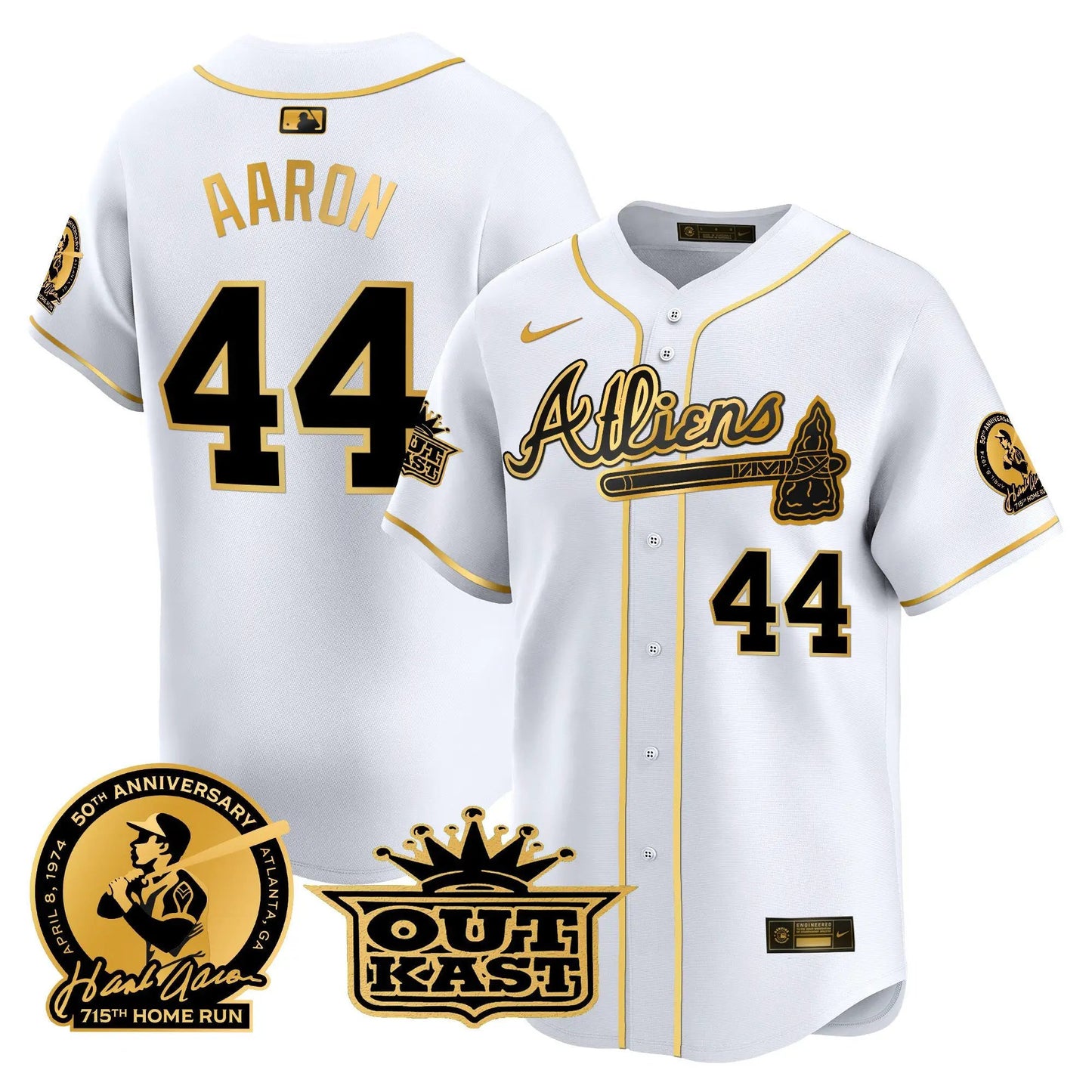 ATL Atliens & Hank Aaron Patch Vapor Premier Limited Jersey - Stitched by Atlanta Braves
