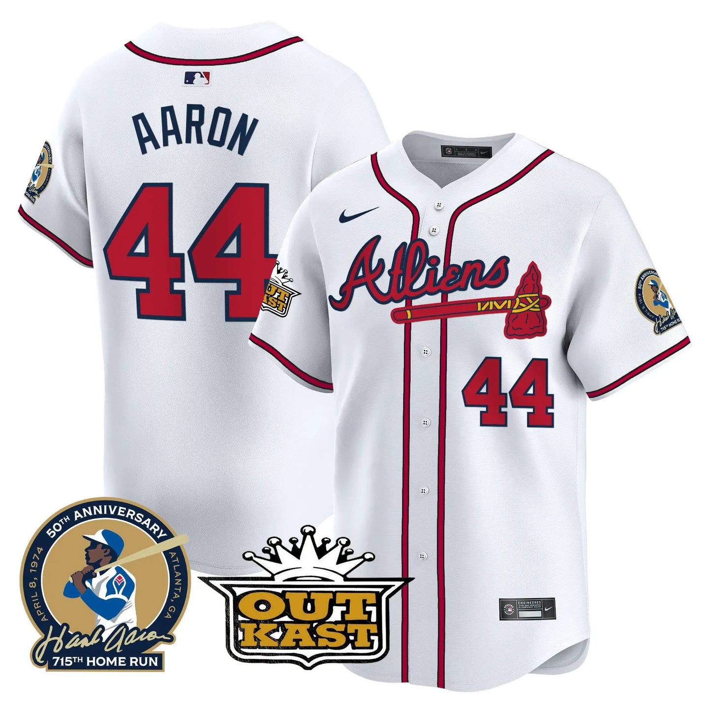 ATL Atliens & Hank Aaron Patch Vapor Premier Limited Jersey - Stitched by Atlanta Braves