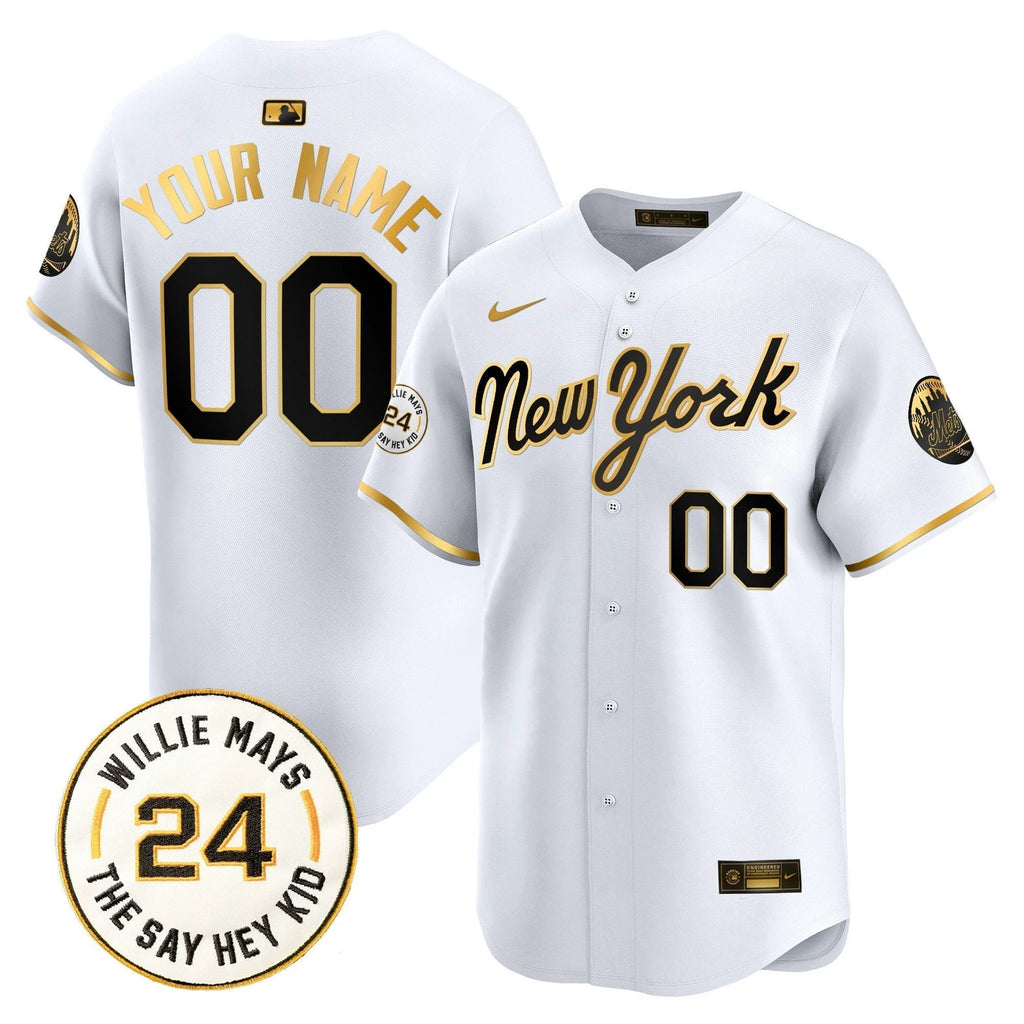 Mets Willie Mays Patch Vapor Premier Limited Custom Jersey - All Stitched by New York Mets