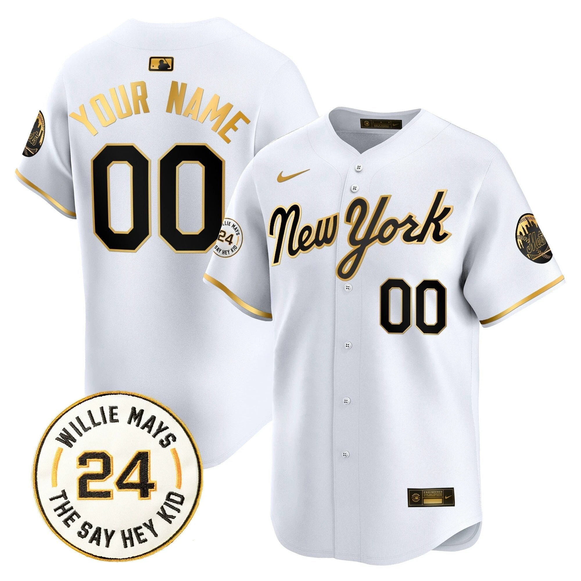 Mets Willie Mays Patch Vapor Premier Limited Custom Jersey - All Stitched by New York Mets