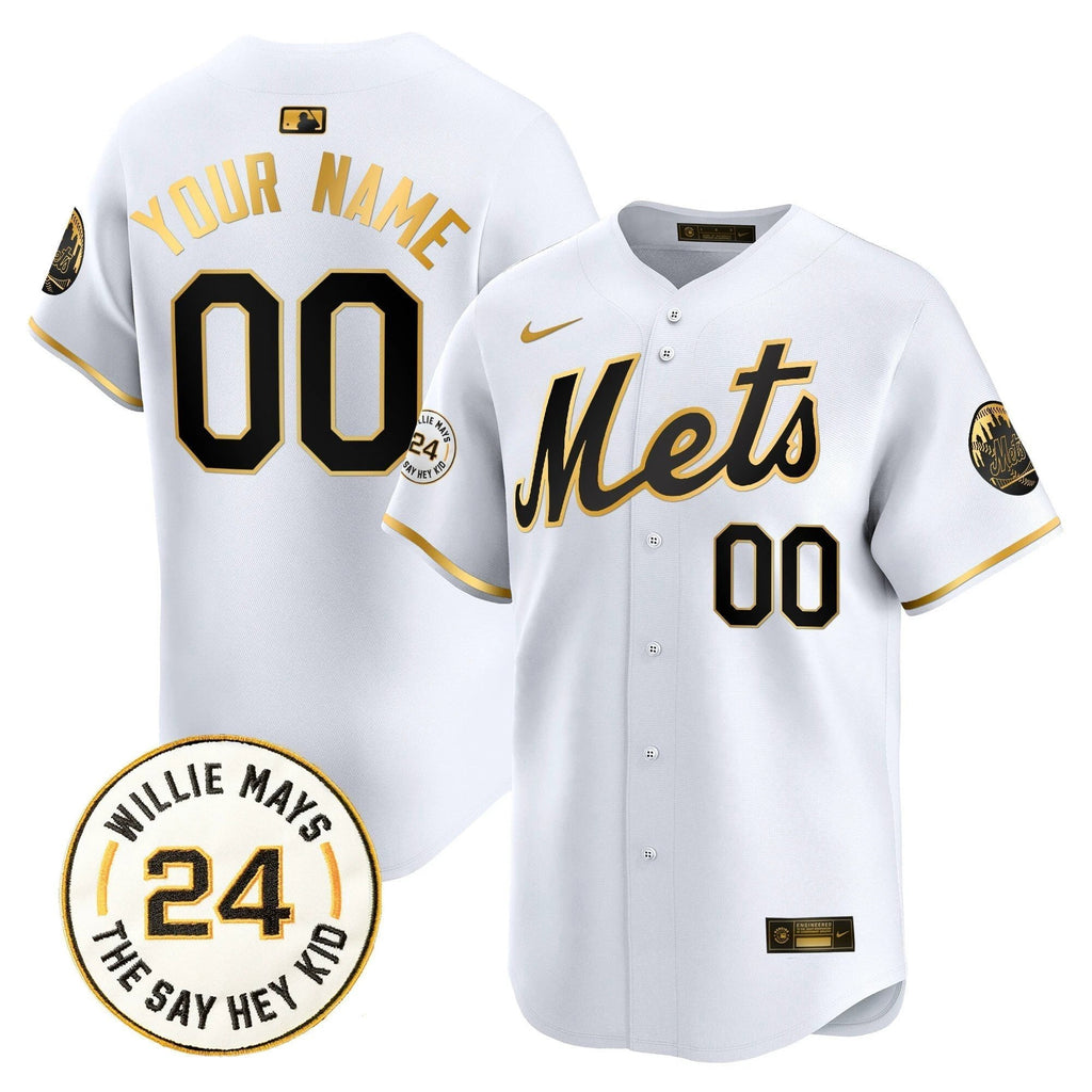 Mets Willie Mays Patch Vapor Premier Limited Custom Jersey - All Stitched by New York Mets