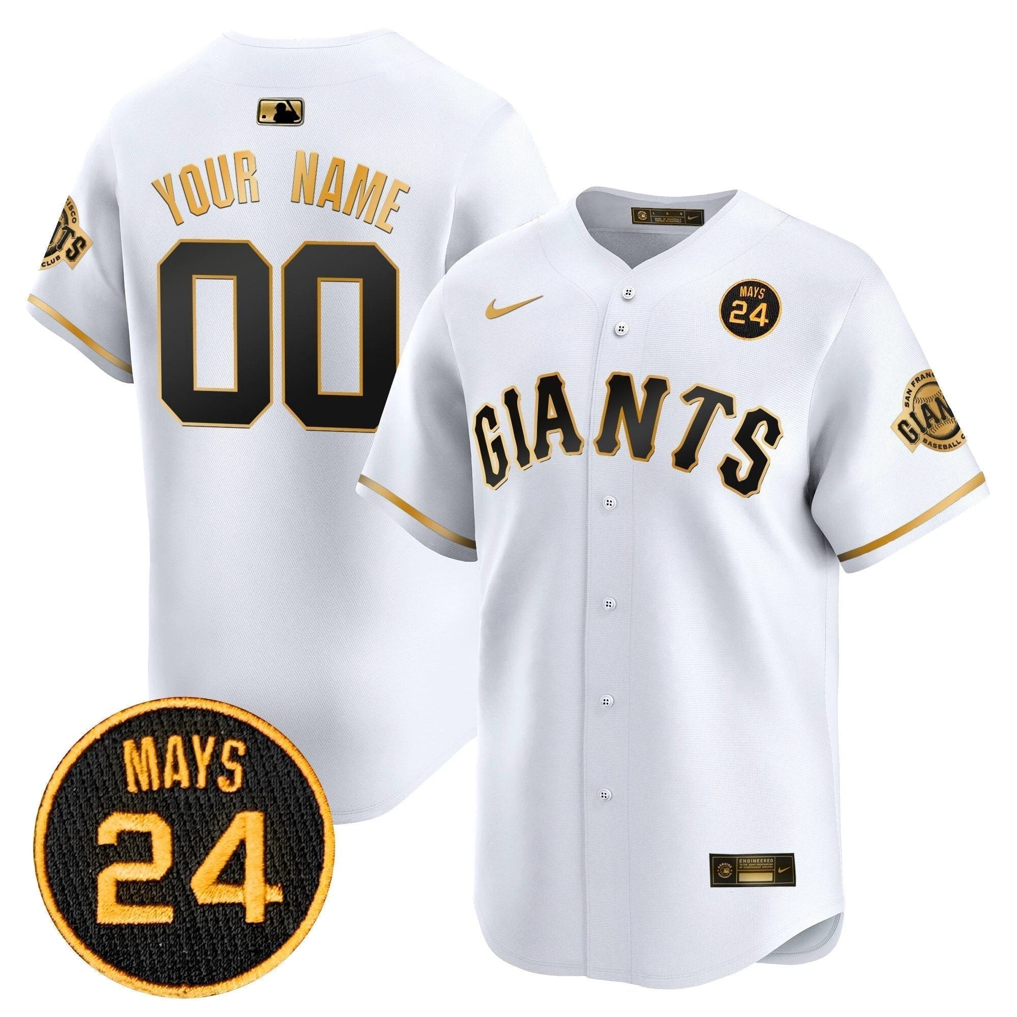 San Francisco Giants 2024 Willie Mays Patch Vapor Premier Limited Custom Jersey V3 - All Stitched by San Francisco Giants