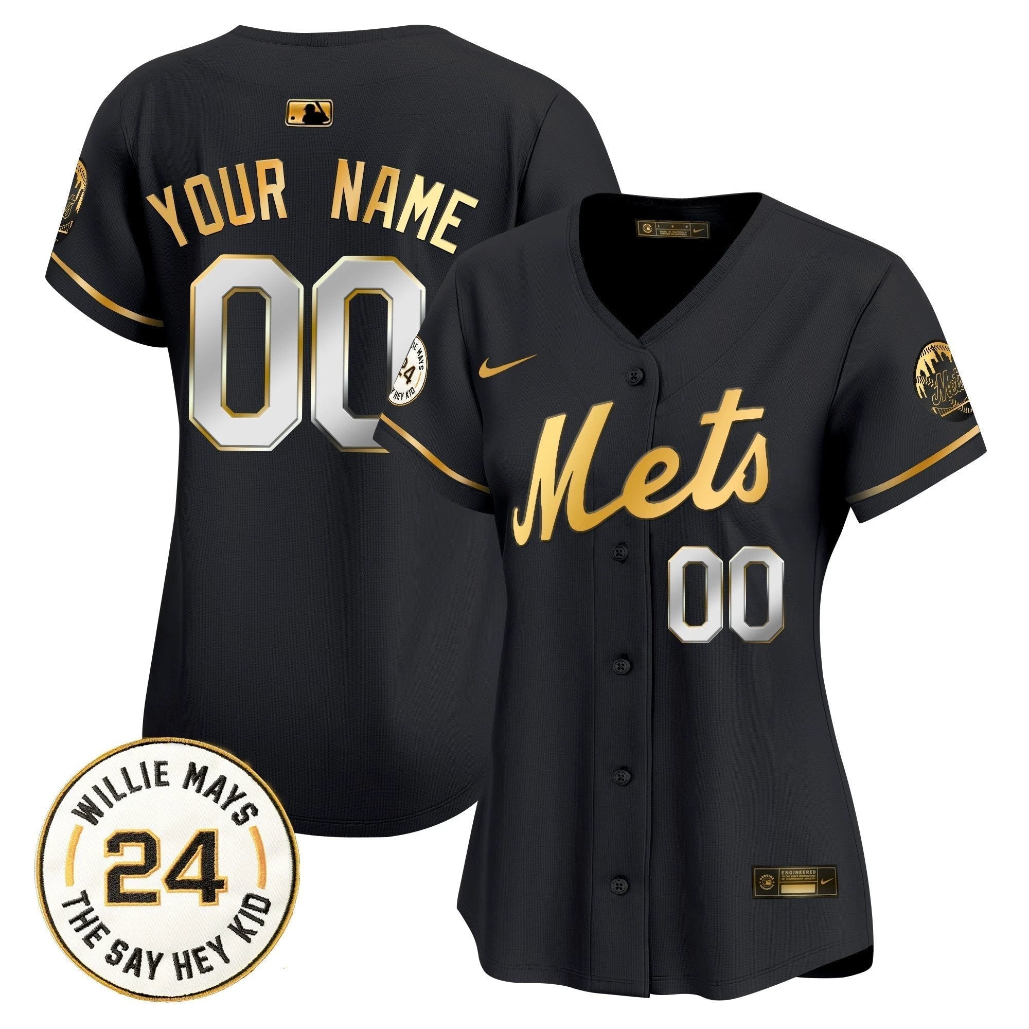 Mets Willie Mays Patch Vapor Premier Limited Custom Jersey - All Stitched by New York Mets