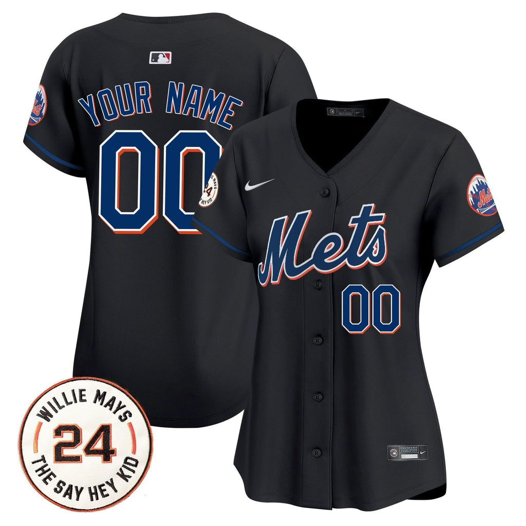 Mets Willie Mays Patch Vapor Premier Limited Custom Jersey - All Stitched by New York Mets