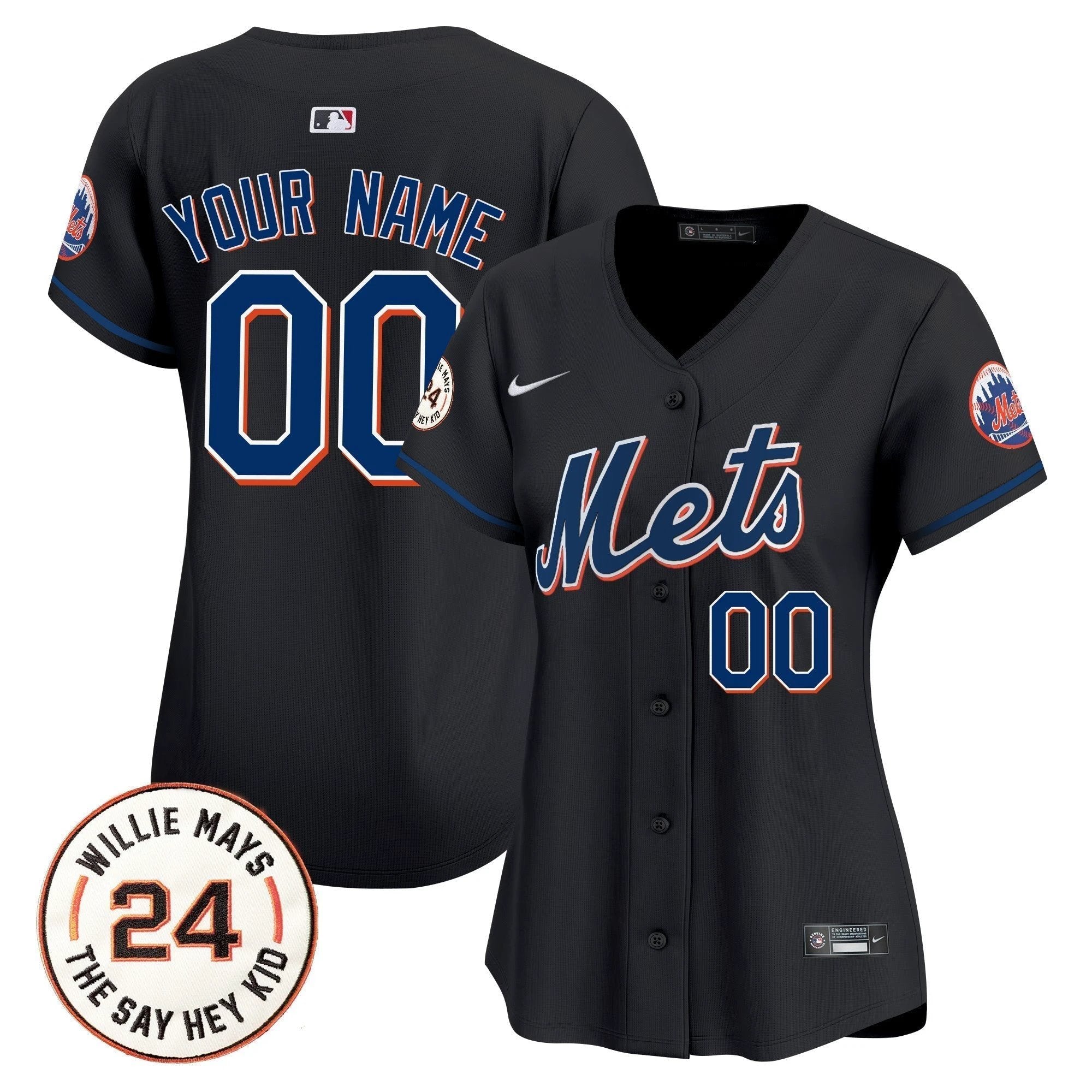 Mets Willie Mays Patch Vapor Premier Limited Custom Jersey - All Stitched by New York Mets