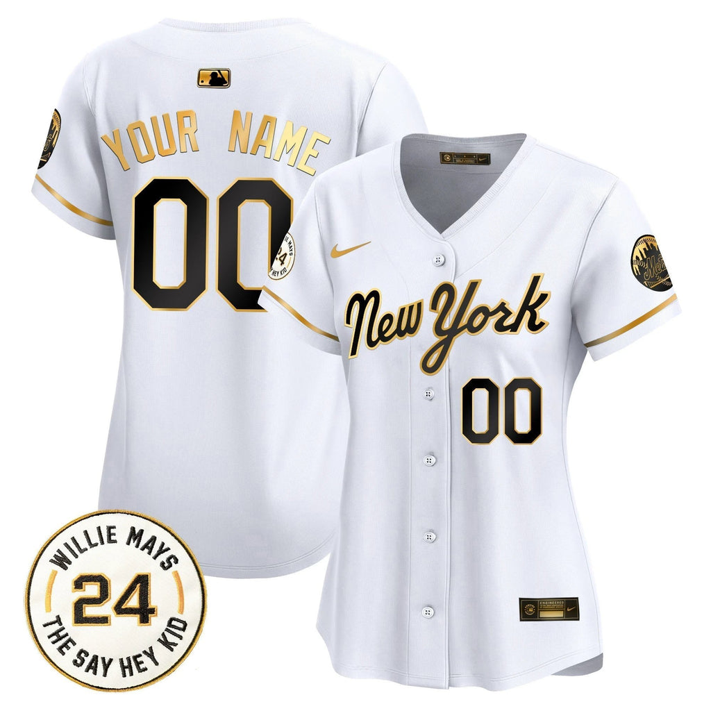 Mets Willie Mays Patch Vapor Premier Limited Custom Jersey - All Stitched by New York Mets